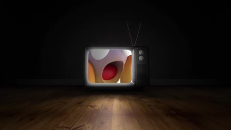 animation of shocked emoji on retro television screen