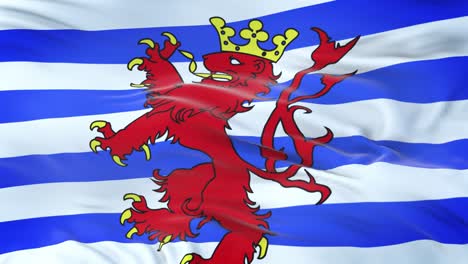 bandera de luxemburgo (región de bélgica) ondeando en el viento con una textura de tela muy detallada. bucle sin costuras