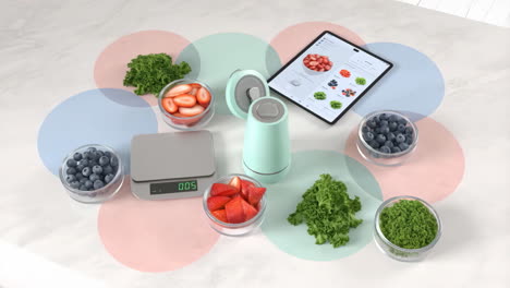 ingredients and tools for a healthy smoothie