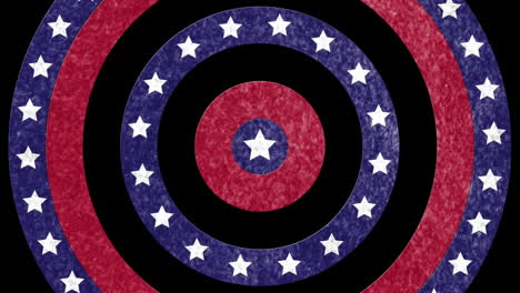 animation of usa patterns pack of 5 on red board over circles spinning with american flag stars