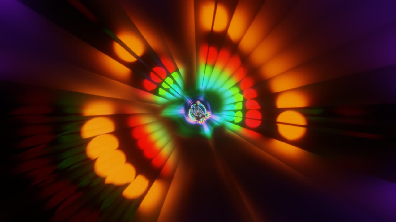 abstracto sin costuras neón multicolor psicodélico hipnótico fondo de bucle vj. gráficos 3d para la transición del escenario de la música, espectáculos, retro, hitech.