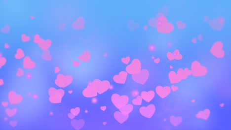 Fly-small-pink-romantic-hearts-on-shiny-blue-gradient