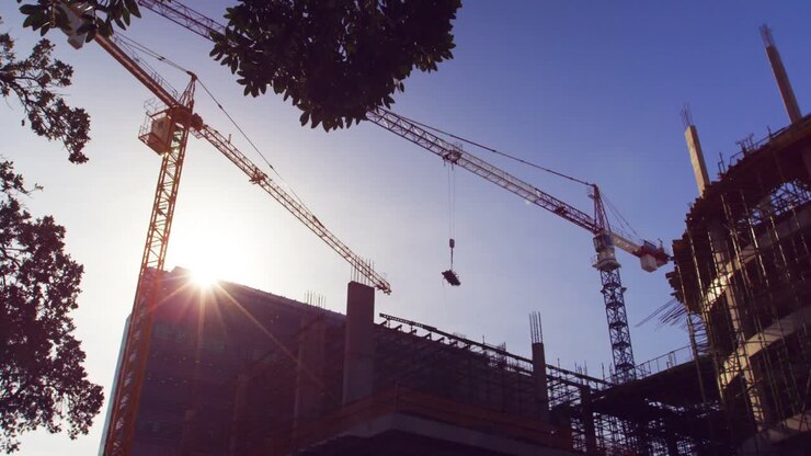 View of building construction site