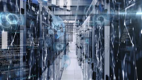 animation of data processing over server room