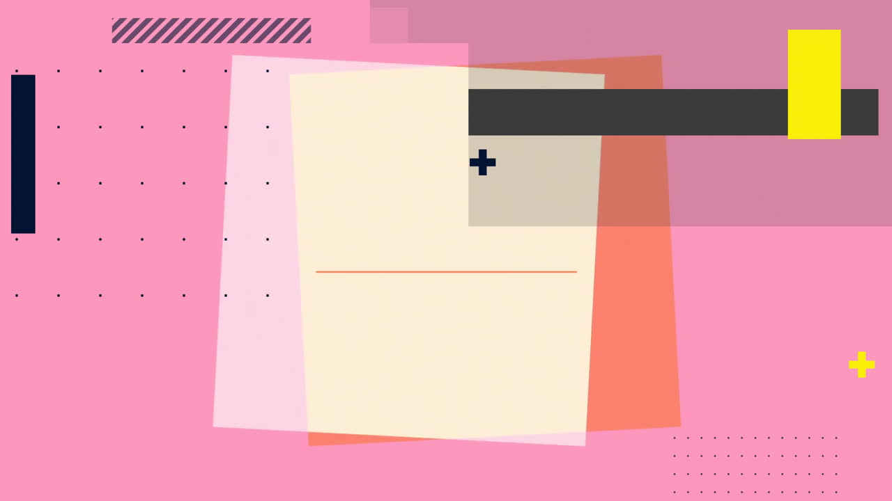 animación de formas coloridas que se mueven sobre un fondo rosado