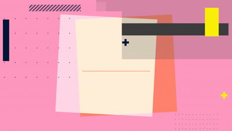 animación de formas coloridas que se mueven sobre un fondo rosado