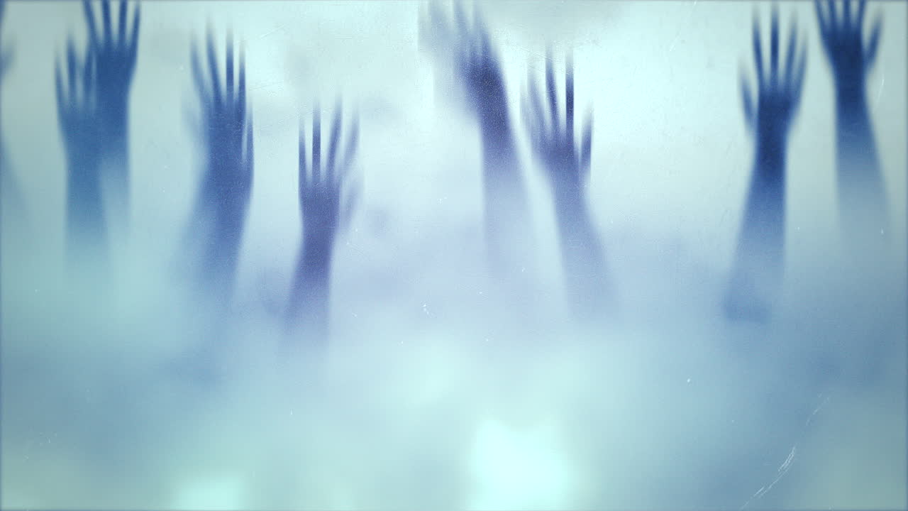 мистический фон ужасов с руками за стеклом