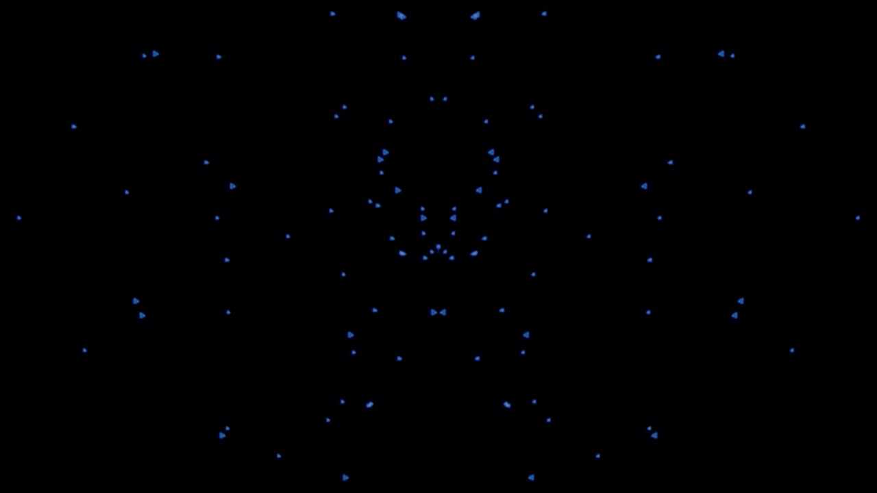 Abstract Symmetrical Pattern of Glowing Blue Particles on Black Background
