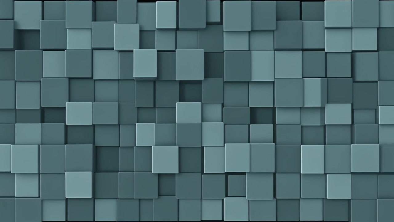 Abstract Background of Moving Teal Cubes