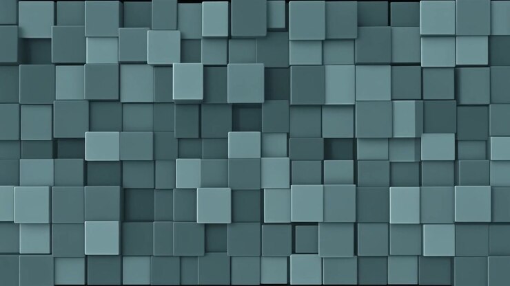 Abstract Background of Moving Teal Cubes