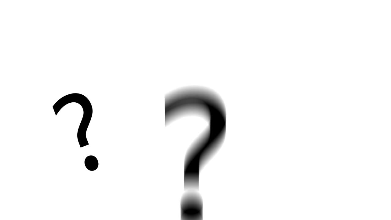 Three animations of question mark appears on canvas, 4k resolution, single and trio
