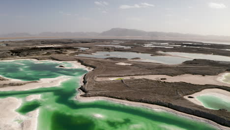 aerial of salt lakes, natural landscape in qinghai, china.