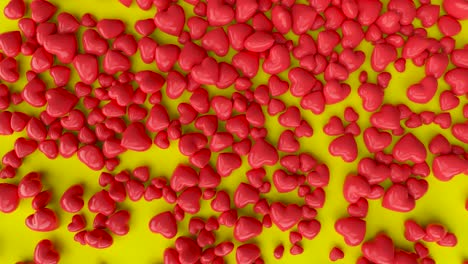 red hearts on yellow background