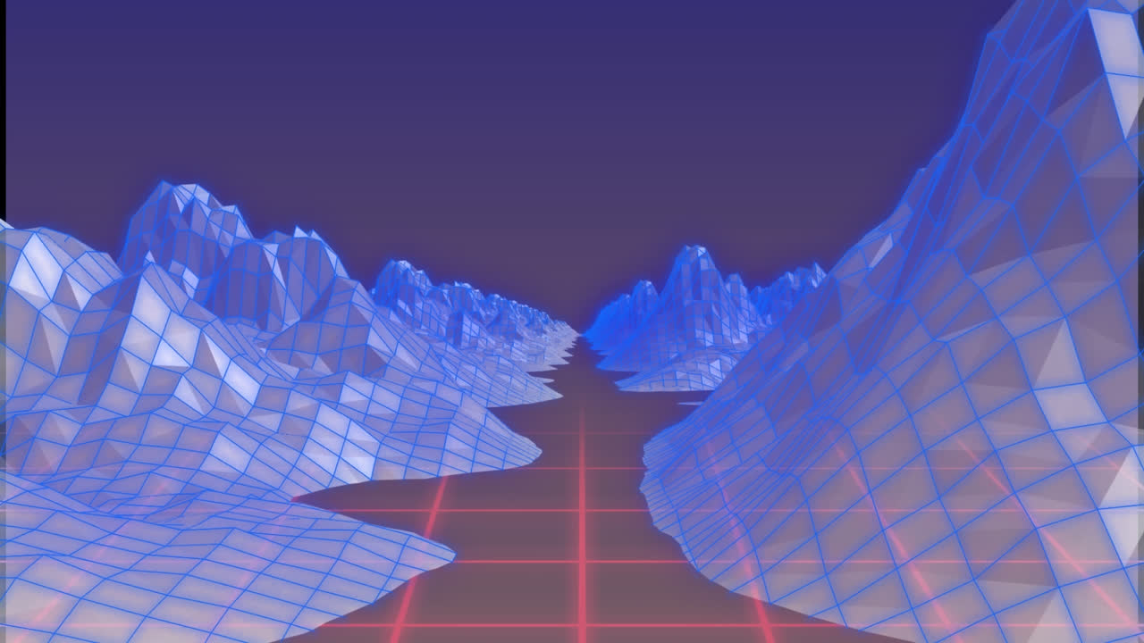 animación de montañas digitales sobre fondo azul