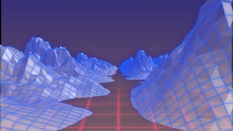 animation of digital mountains on blue background