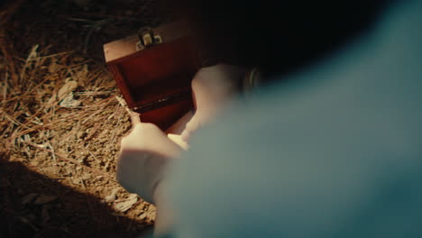 wooden box discovery in the forest