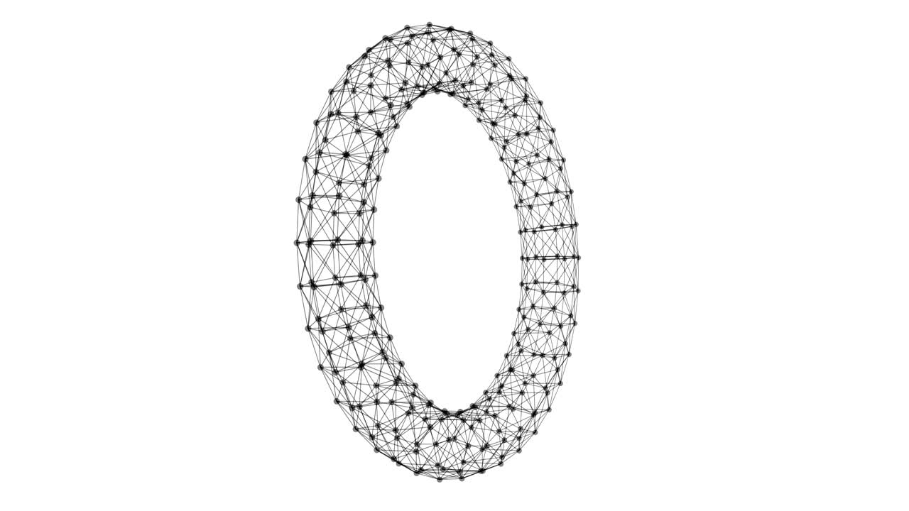 Wireframe ring. Cloud computing and global network connection lines and spheres in futuristic technology concept on white background. 3d abstract graphic design illustration