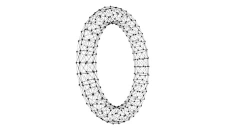 anillo de wireframe. computación en la nube y líneas de conexión de red global y esferas en concepto de tecnología futurista en fondo blanco. ilustración de diseño gráfico abstracto 3d