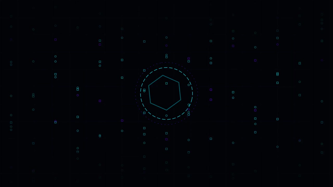 Abstract Digital Hexagon Interface with Data Particles