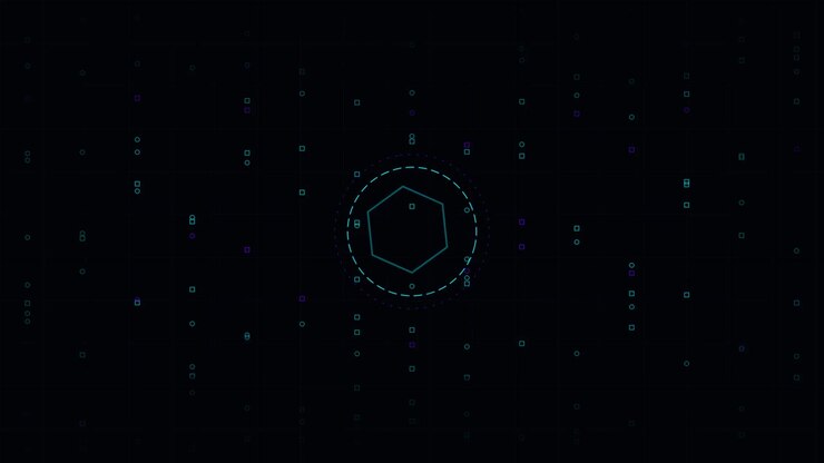 Abstract Digital Hexagon Interface with Data Particles