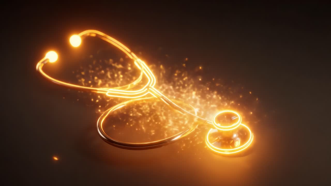 A Stunning Visualization of a Glowing Stethoscope, Symbolizing Health, Care, and Medicine in a Vibrant Display of Light and Energy