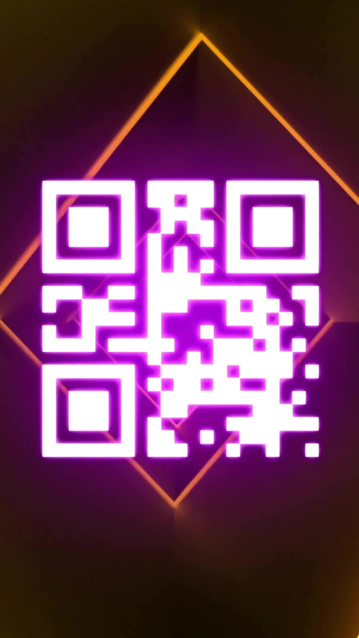 Animation of qr code with light trails on brown background