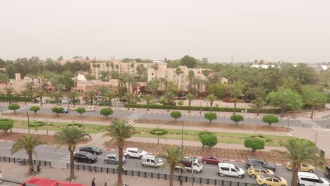 View-of-popular-avenue,-Boulevard-Mohamed-VI,-Marrakesh,-Morocco