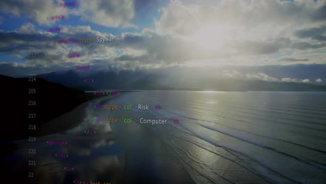 animación del procesamiento de datos sobre el paisaje