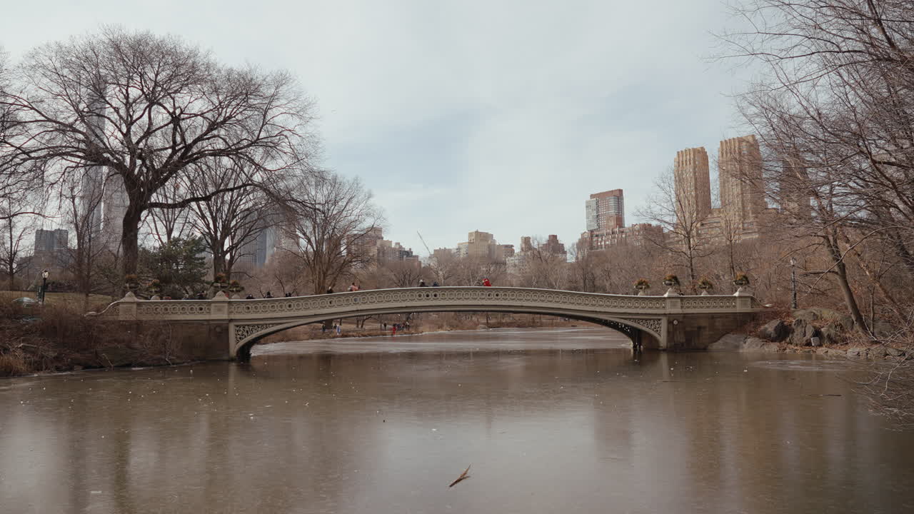 Bow Bridge in Central Park, New York City during Winter