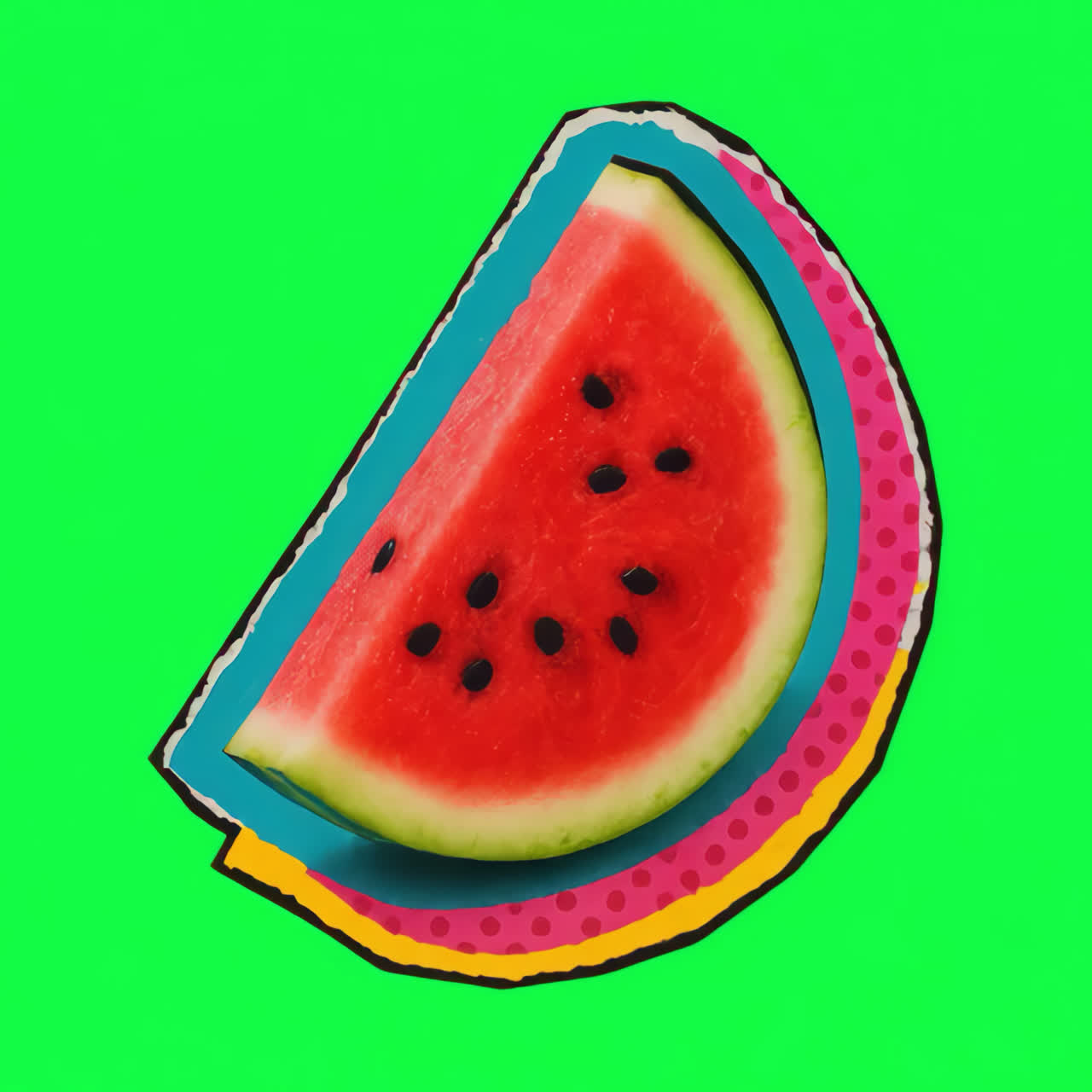 Vibrant watermelon pop animation isolated asset, transparent 4K video, alpha channel, ProRes 4444
