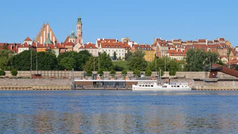 city skyline river view of the warsaw, capital of poland