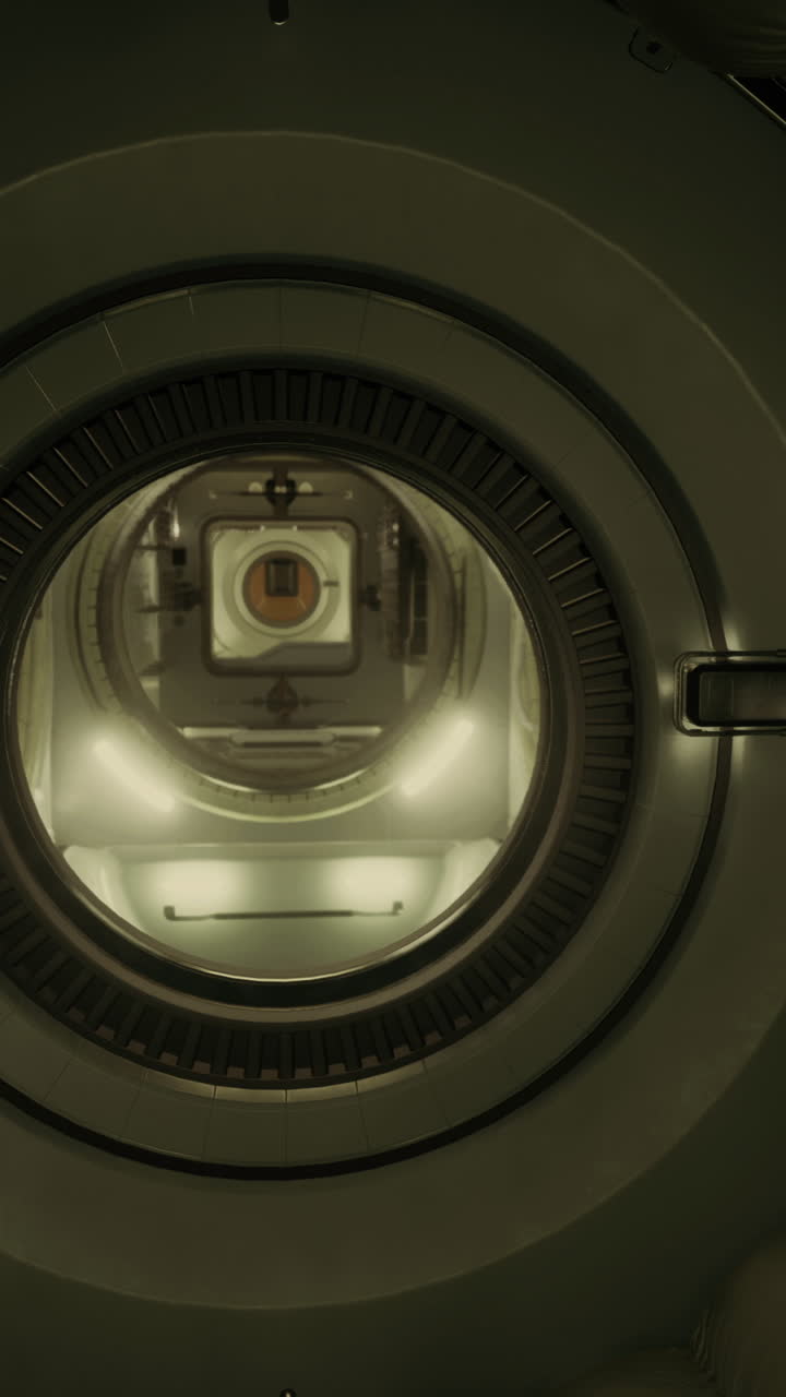Exploration of a futuristic spacecraft interior featuring a robotic device