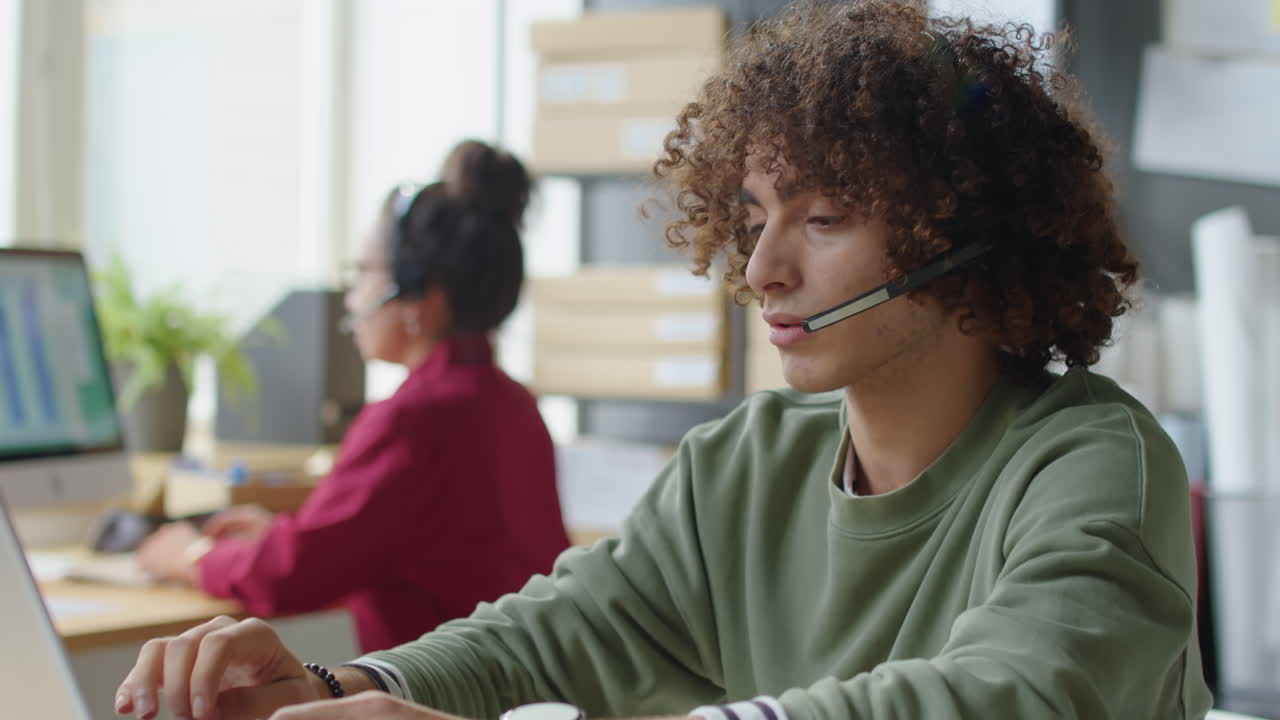 Customer service agents working in a call center