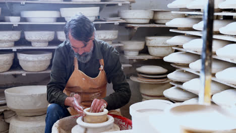 male potter moulding a clay 4k