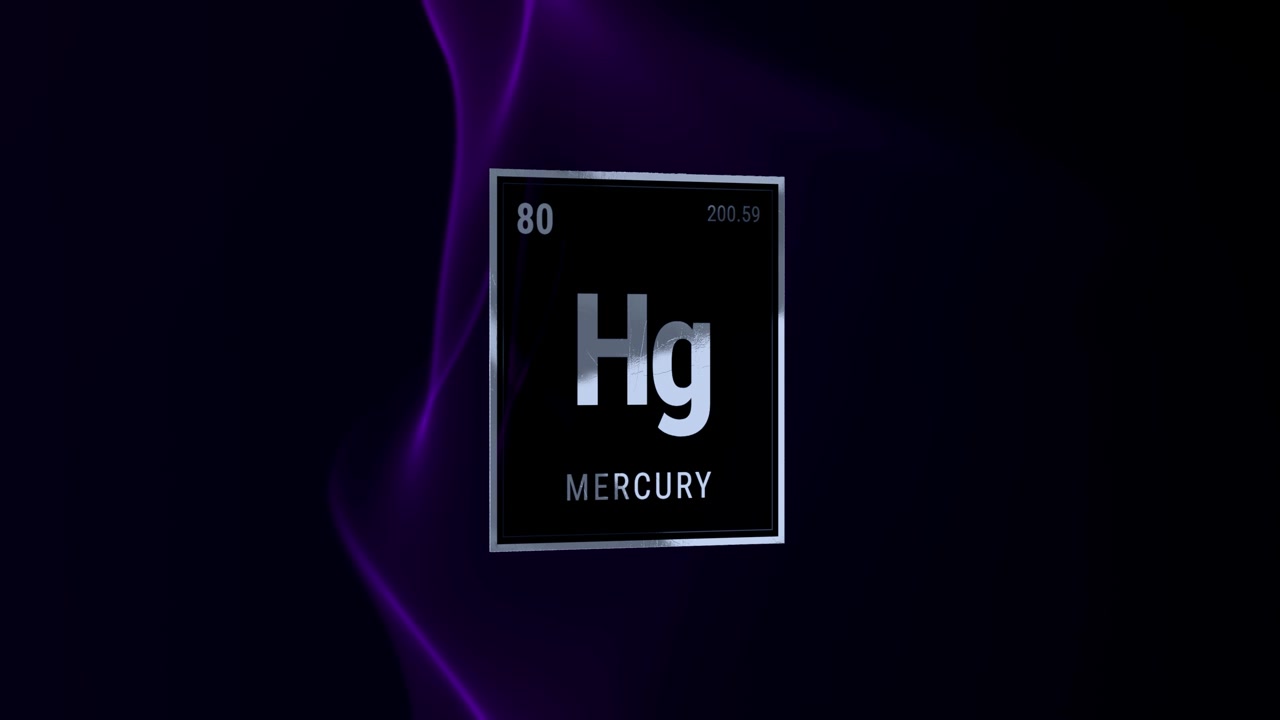 Periodic Table Element Mercury Symbol on Dark Background