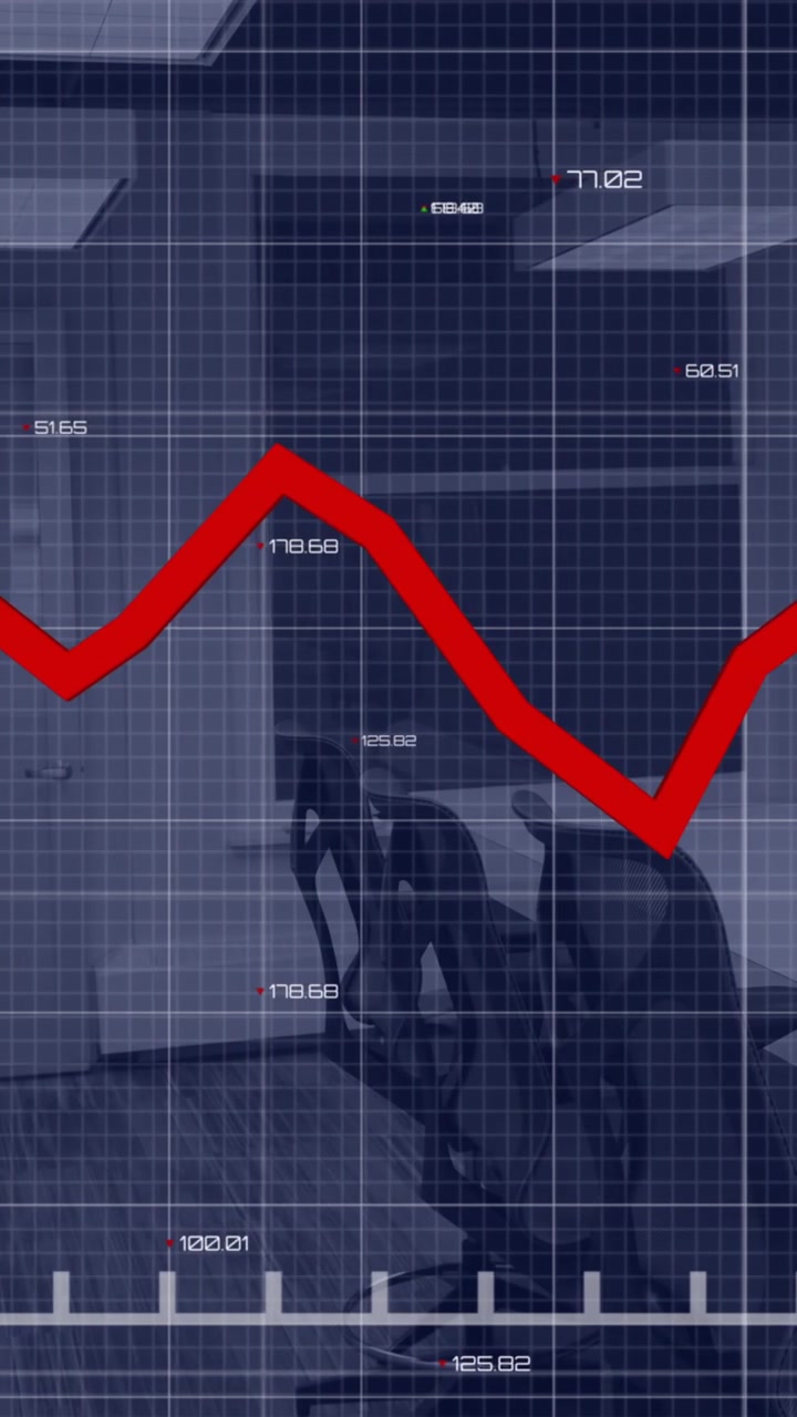 Animation of red line and data processing over office