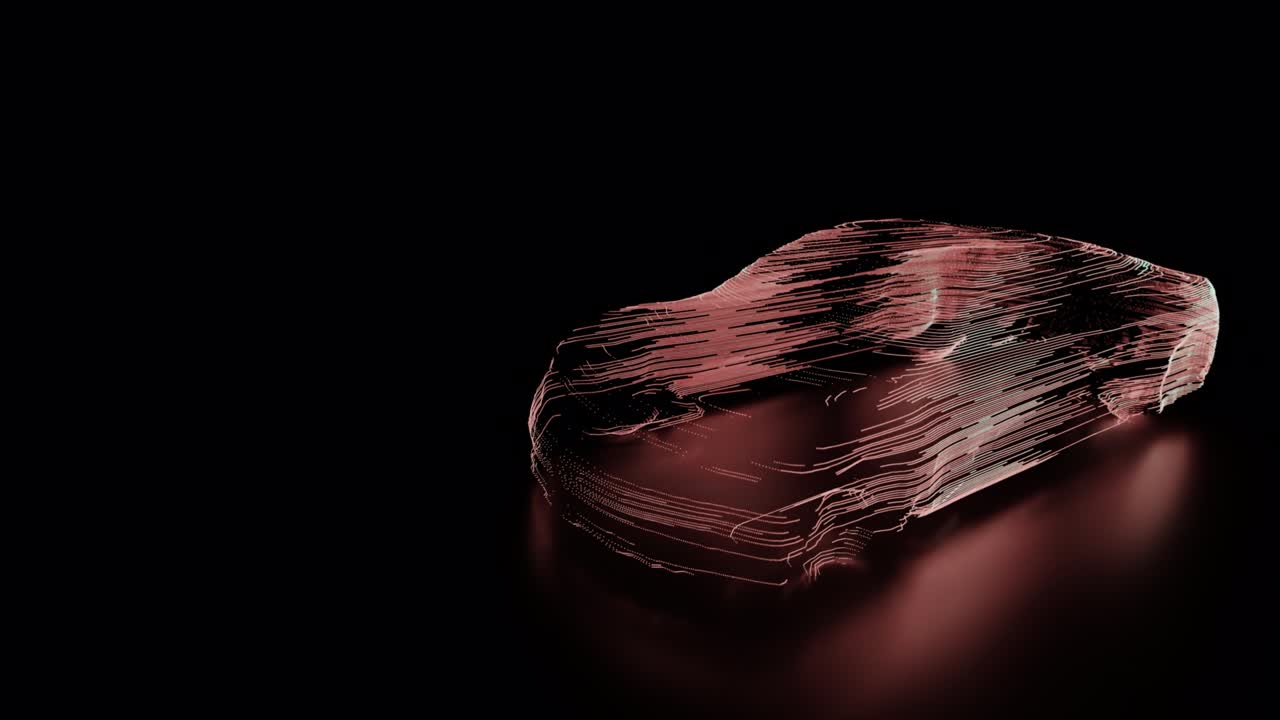 animación de prototipo de supercoche moderno en estilo artístico con rayos de luz alrededor de la forma. renderizado en 3d. bucle sin costuras.