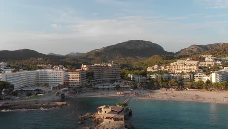 Drone-shot-of-the-coastline-in-Majorca,-Spain