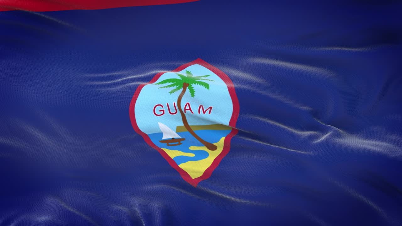 bandera de guam (estado estadounidense) ondeando en el viento con una textura de tela muy detallada. bucle sin costuras
