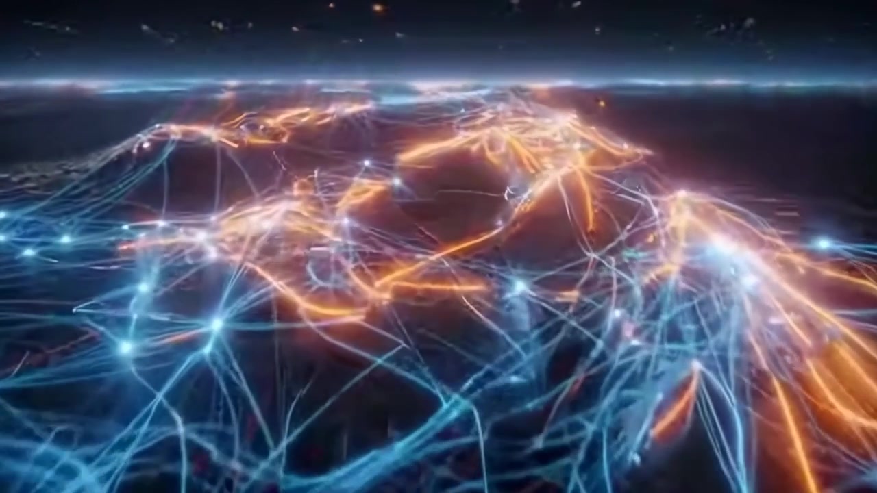 Abstract Digital Network with Glowing Data Connections