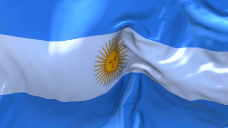 argentiniens flagge, die in wind-slow-motion-animation weht. 4k-realistische stofftextur-flagge, die glatt weht an einem windigen tag, kontinuierlicher nahtloser hintergrund.