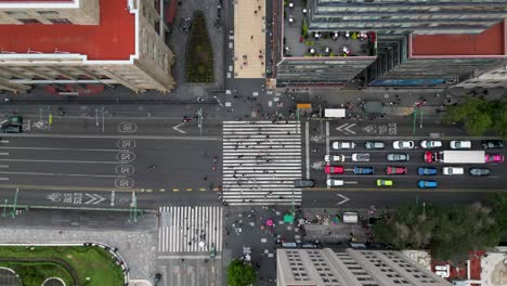 the crosswalk of madero street with eje central is a chaotic dance