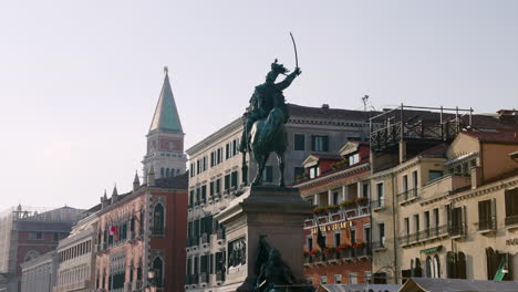 equestrian statue of vittorio emanuele ii on the riva degli schiavone in venice, italy