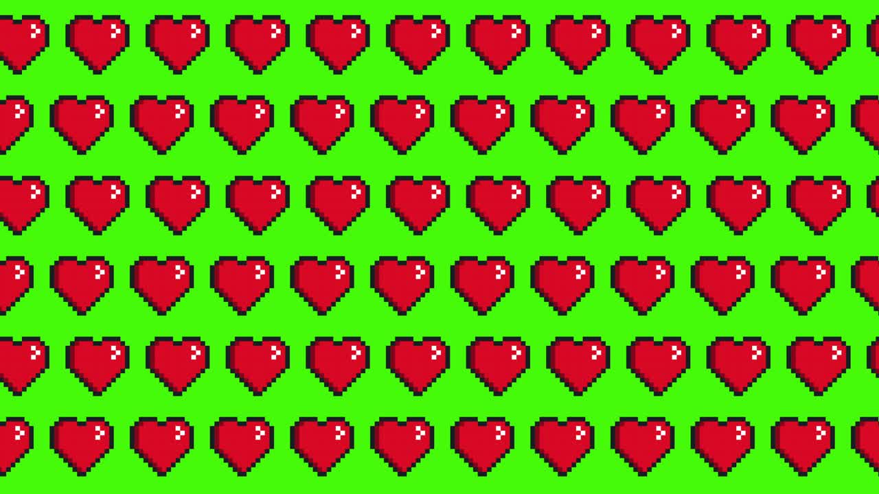 픽셀 심장 애니메이션 배경 패턴 4k 비디오