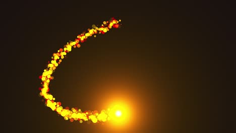 colorful circle with sparkling light and particles, computer generated. confetti ring on a black background. magical festive effect with bokeh and sparkle. 3d rendering