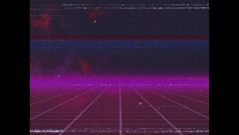 animación de interferencia de fallo sobre líneas de neón sobre fondo negro