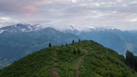 timelapse of a path leading the view to high alps near zell am see kaprun in austria