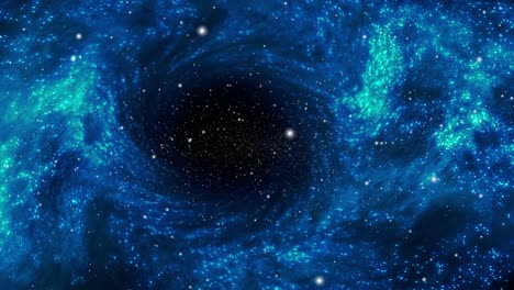 El-Agujero-Negro-En-Azul-Está-Girando-Y-Acercándose-En-El-Universo