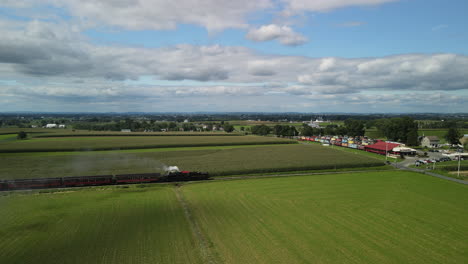 Dampfmaschine,-Die-Waggons-Durch-Die-Landschaft-Zieht