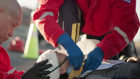 hands, medical and emergency with an emt team